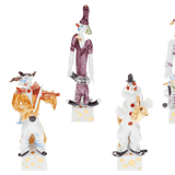 Figuren Set, Musikclowns Bunt und gold staffiert, 5-Teilig | Meissen Figuren-Edition Spassvogel