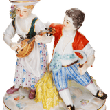 Figurengruppe, bunt und gold staffiert, H 17 cm | Meissen Figurengruppe