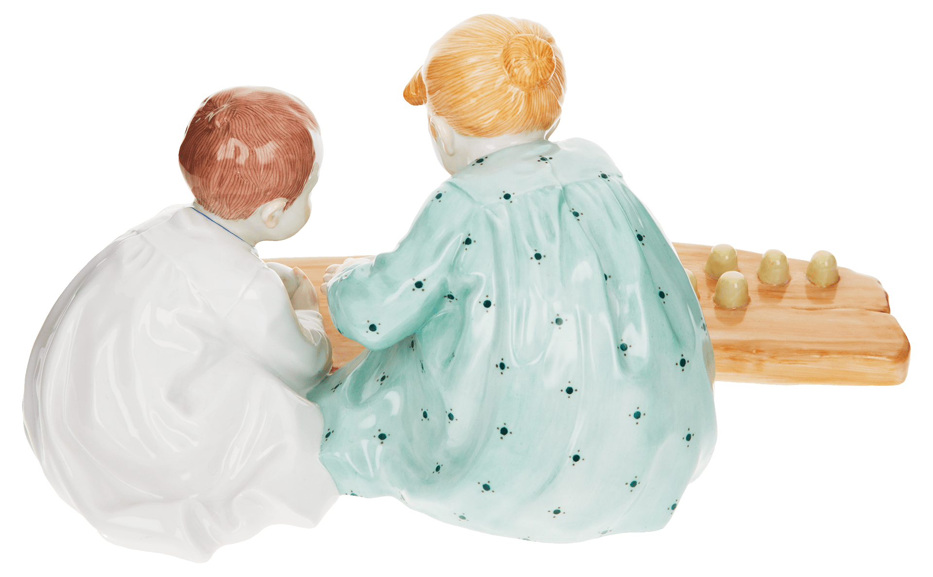 Figurengruppe Zwei Kinder mit Sandformen, Bunt staffiert, H 11 cm | Meissen Figuren - Edition Hentschelkinder 900100 - 73372 - Meissen Weimar
