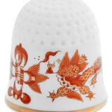 Reicher Drache, rot, goldschattiert, Goldrand, 2,5 cm | Meissen Fingerhut Kollektion