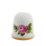 Rose mitte, bunt, Goldrand, 2,5 cm | Meissen Fingerhut Kollektion
