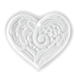 Flügelherz, klein, Medaillen, weiß, H 3,7 cm | Meissen Zweigschmuck Weihnachtskollektion