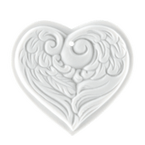 Flügelherz, mittel, Medaillen, weiß, H 4,4 cm | Meissen Zweigschmuck Weihnachtskollektion