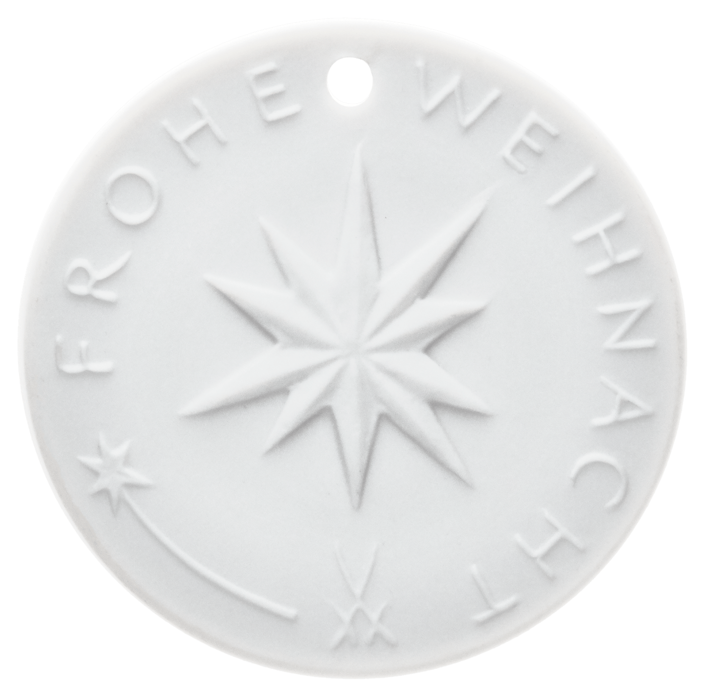 Frohe Weihnacht, weiß, Ø 3,6 cm | Meissen Medaillen Kollektion 000003 - 98932 - Meissen Weimar