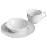 Frühstücks-Set, Weiß, 3-teilig | Meissen Wellenspiel Relief
