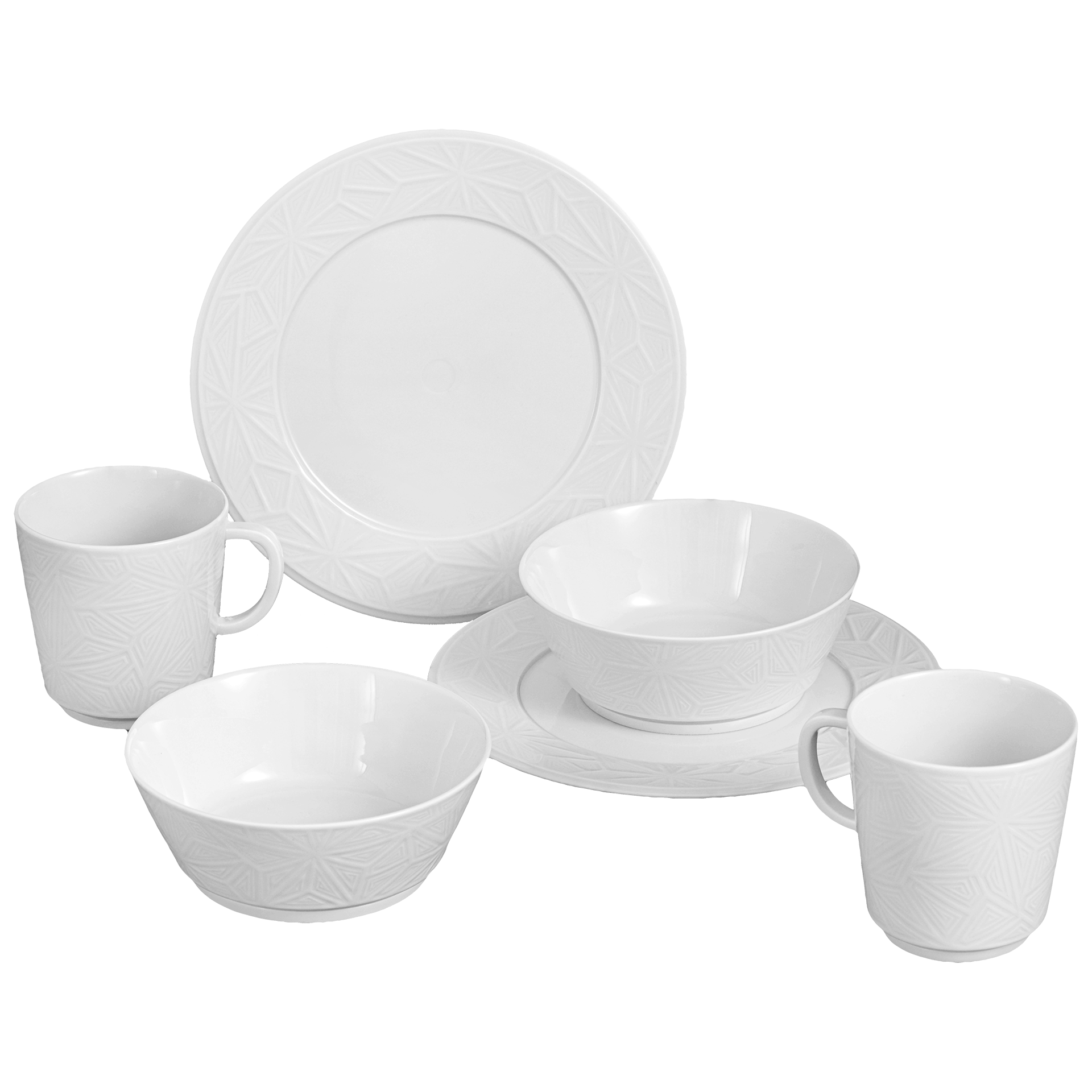 Frühstücks - Set Weiß Ø 22 cm, 6 - teilig | Meissen Vitruv Graphic 000001 - c4510 - Meissen Weimar