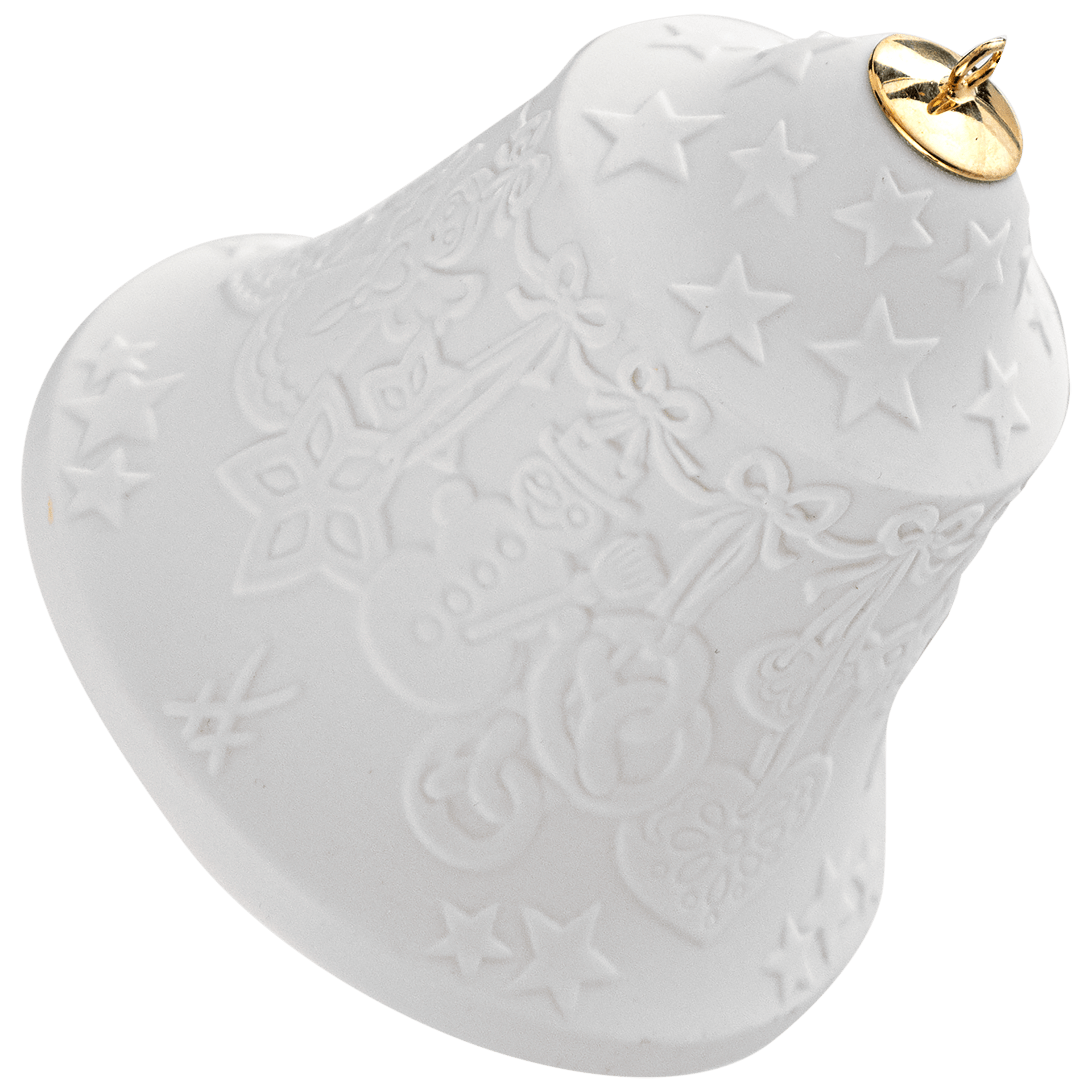Glocke mit Relief, Lebkuchenkette, Weiß, Biskuit, H 8 cm | Meissen Zweigschmuck Glocken Kollektion 001001 - 55M75 - Meissen Weimar