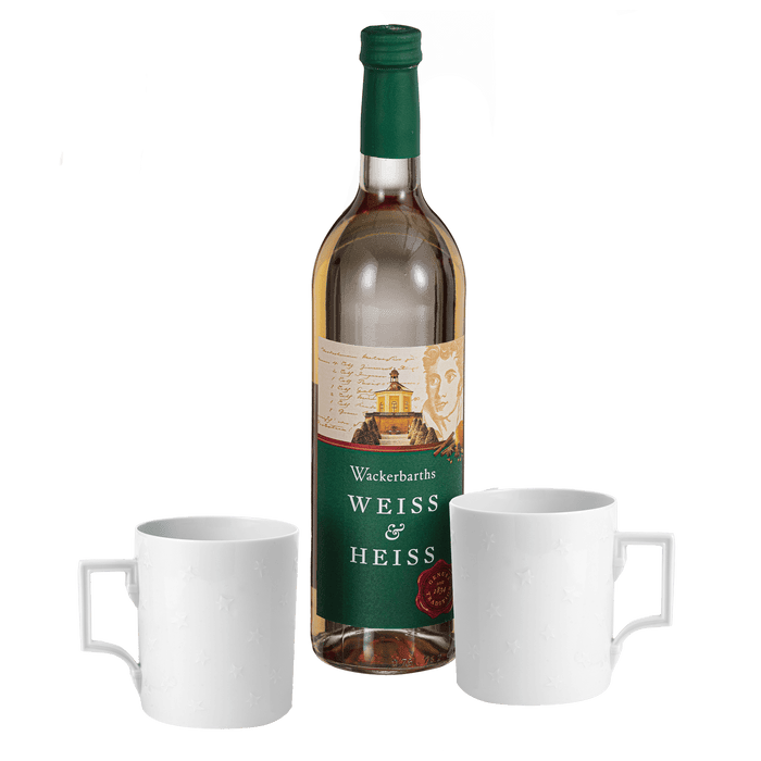 Glühweintassen-Set, 3-tlg., Wackerbarths Weiß & Heiß, 2 Henkelbecher Sternenrelief, Form: Berlin | Meissen-Set Kollektion Genußwelten