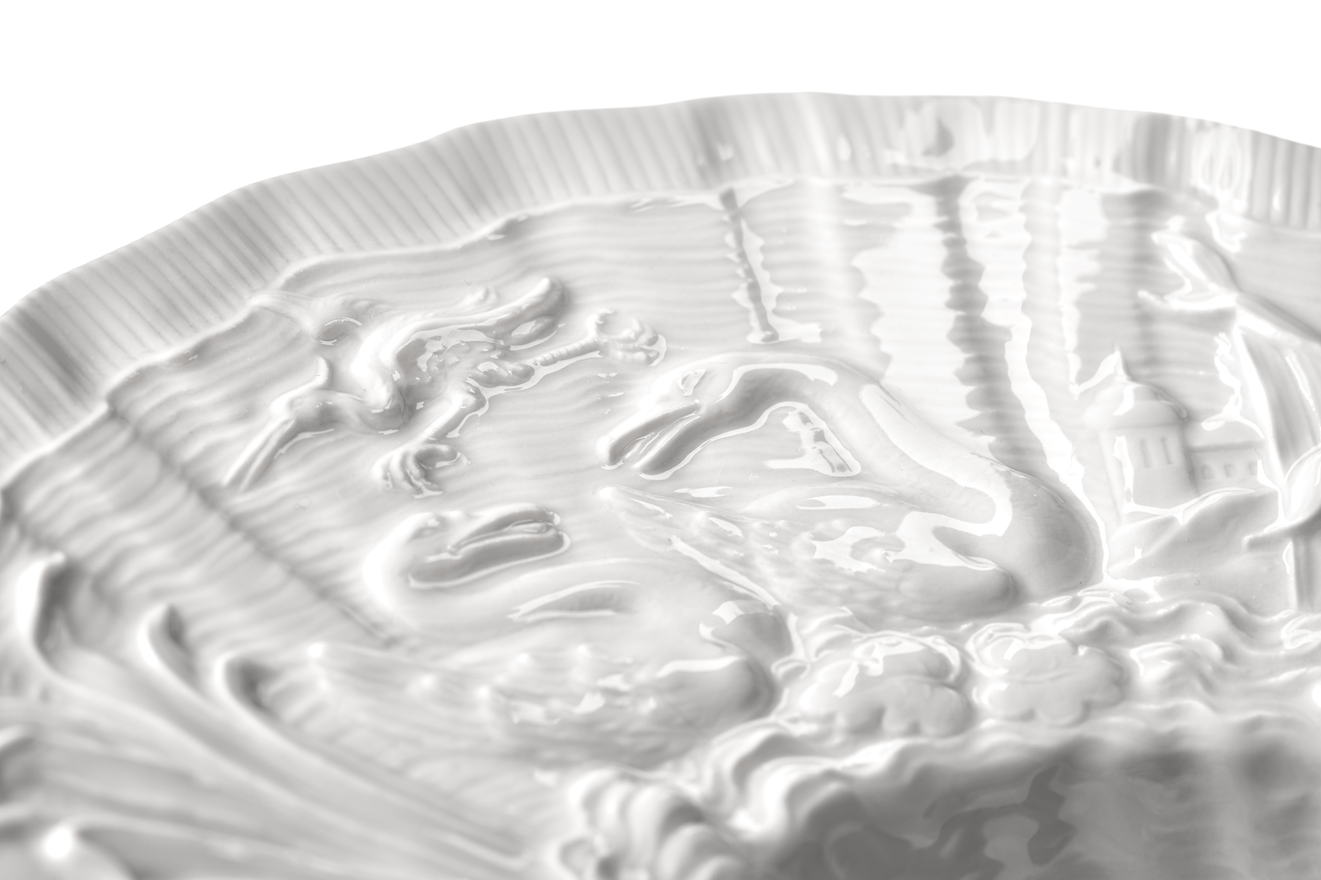 Gourmetteller, tief, weiß, L 29,5 cm | Meissen Schwanendessin 000001 - 05490 - Meissen Weimar