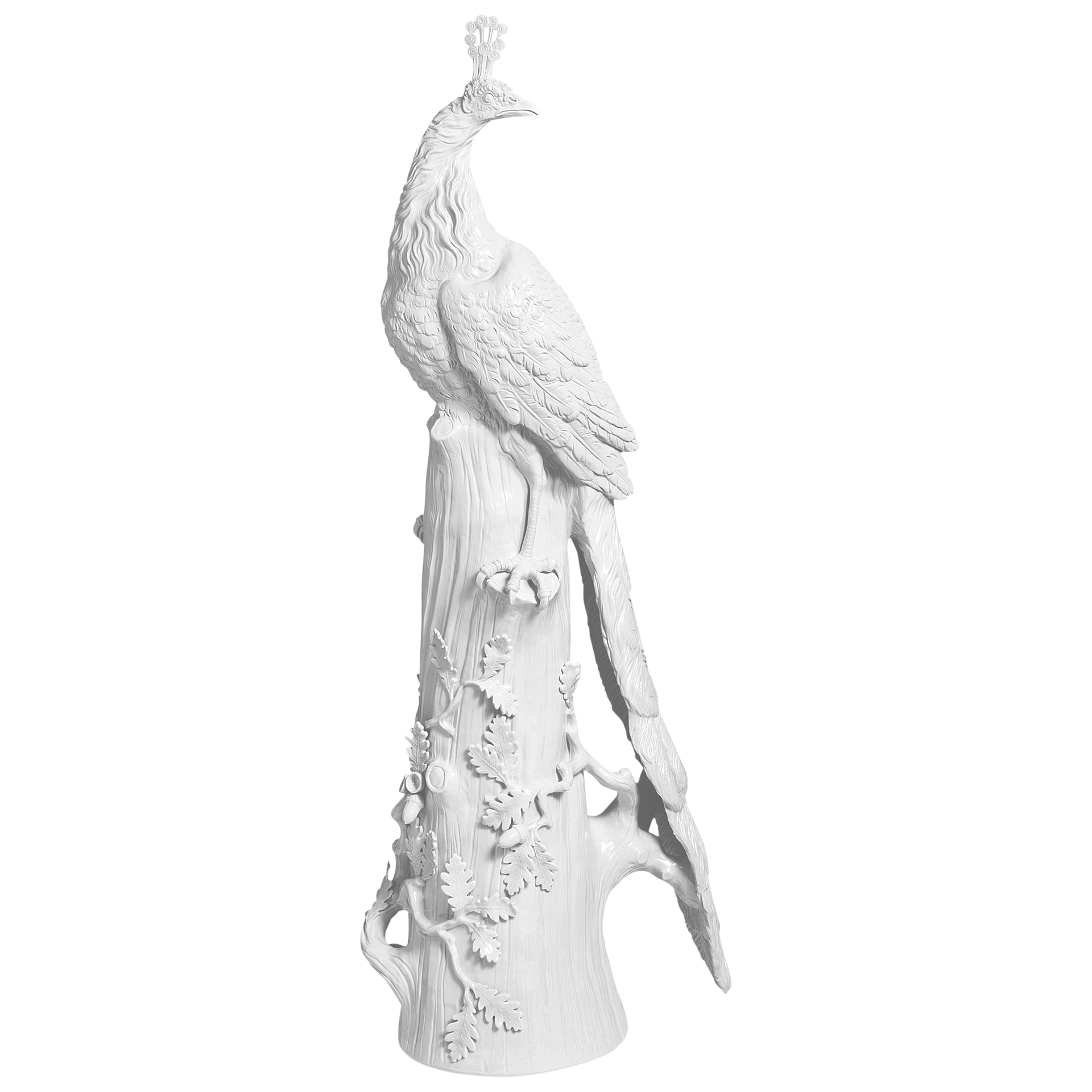 Großplastik Pfau auf Stamm, Weiß, H 121 cm | Meissen Exklusiv - Kollektion 000080 - 76m07 - Meissen Weimar