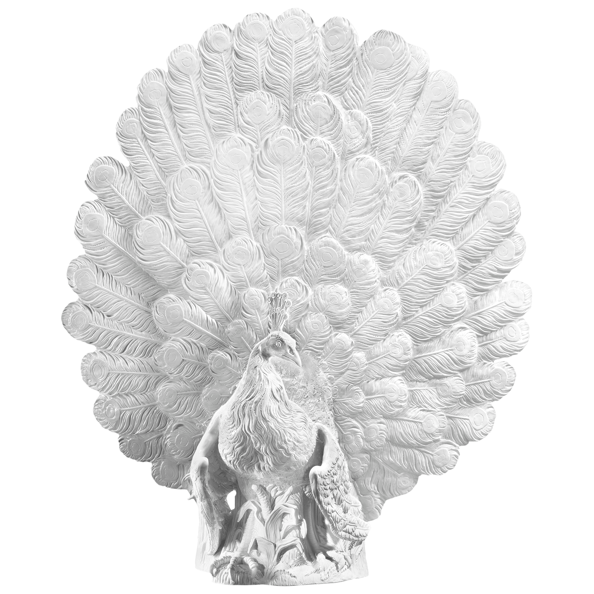 Großplastik Pfau Weiß, H 110 cm | Meissen Exklusiv - Kollektion 000080 - 76m04 - Meissen Weimar