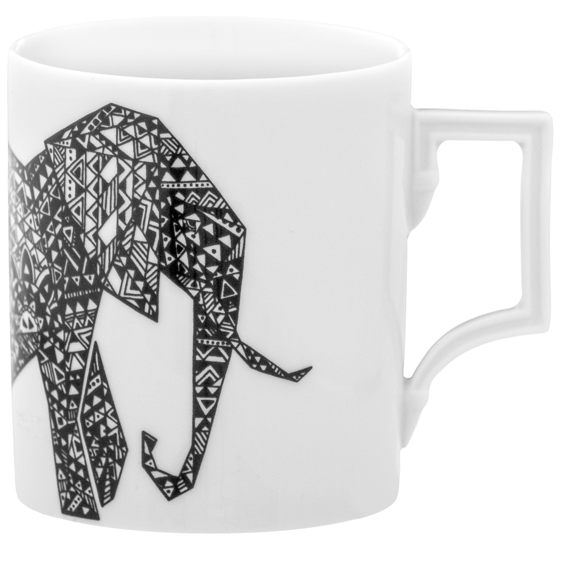 Henkelbecher Elephant schwarz - weiß, H 9 cm, 0,25 l | Meissen Fine Dining 79a429 - 55810 - Meissen Weimar
