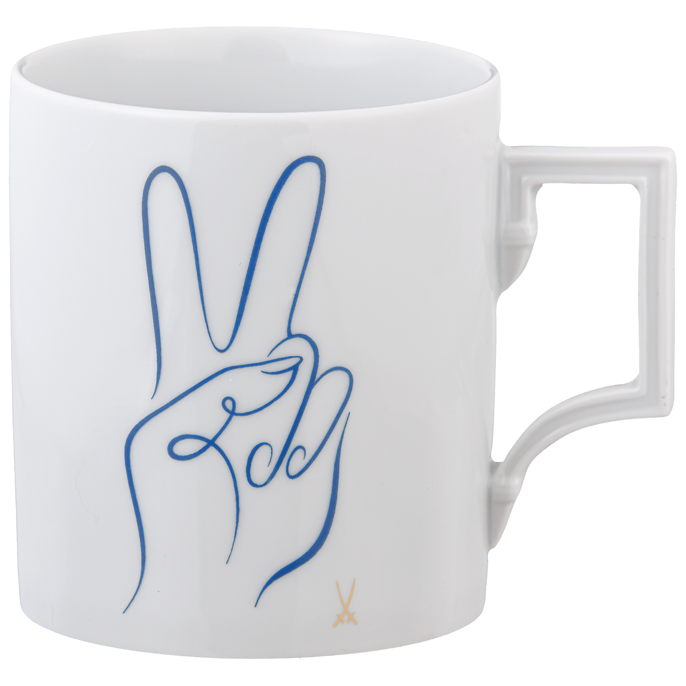 Henkelbecher Peace Hand blau, Ø 8 cm, 0,25 l | Meissen Mug Berlin 79a878 - 55810 - Meissen Weimar
