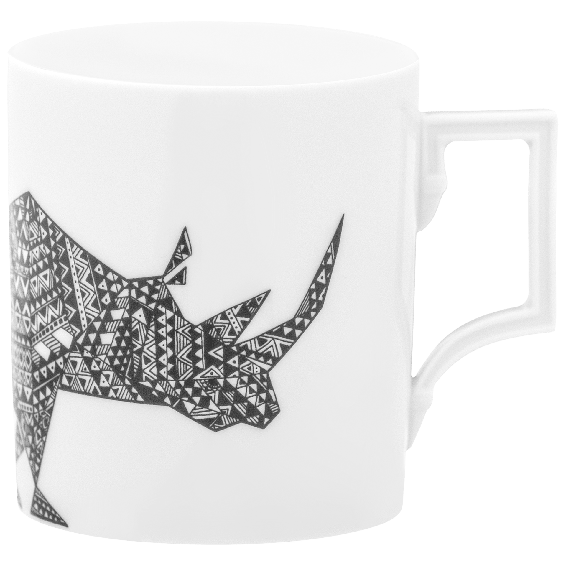 Henkelbecher Schwarz mit Rhino Motiv, Höhe 9 cm, 0,25 l | Meissen Kollektion Markenzeichen 79a430 - 55810 - Meissen Weimar