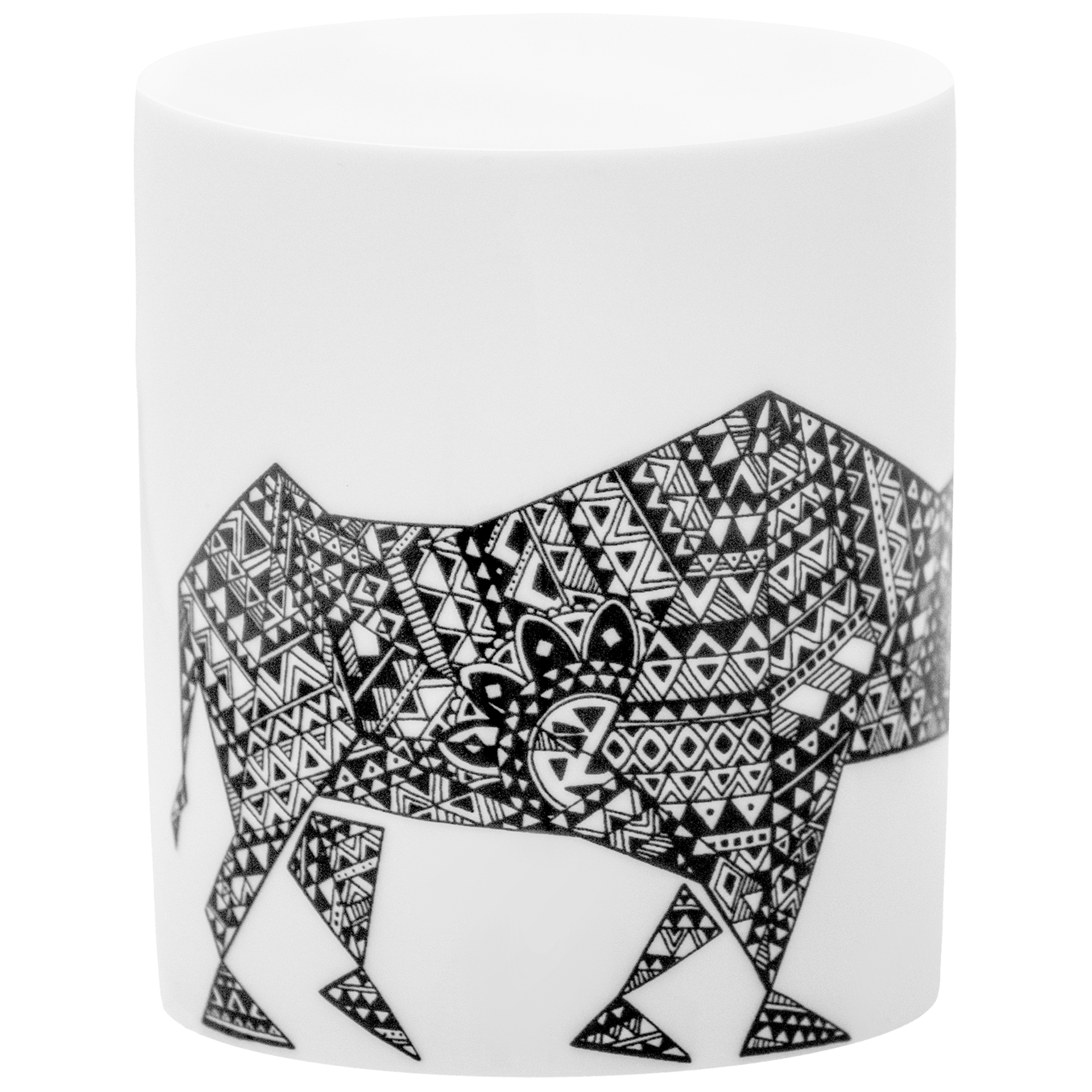 Henkelbecher Schwarz mit Rhino Motiv, Höhe 9 cm, 0,25 l | Meissen Kollektion Markenzeichen 79a430 - 55810 - Meissen Weimar