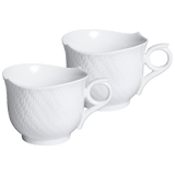 Henkelbecher-Set für Zwei, 2-tlg, weiß | Meissen Wellenspiel Relief