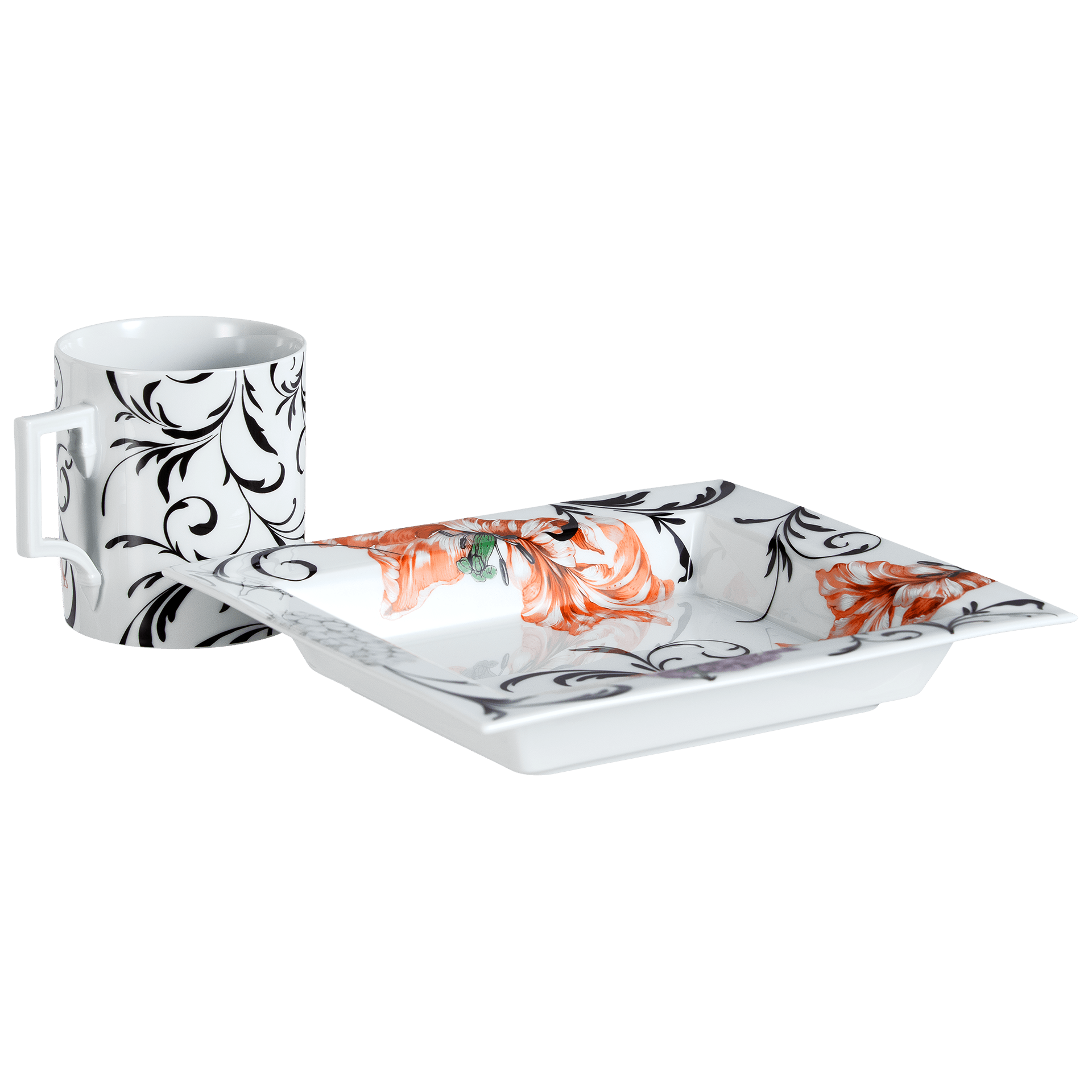Henkelbecher & Vide - Poche Schale Flower Ornament, 2 - teilig | The Meissen Vide - Poche - Collection 79a449 - c5554 - Meissen Weimar