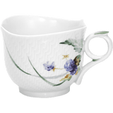 Henkelbecher, Waldflora mit Insekten, bunt, weißer Rand, V 0,30 l | Meissen Wellenspiel Relief