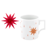 Herrnhuter®-Set, 2-tlg., Herrnhuter® Miniaturstern rot, Henkelbecher, inkl. Netzgerät, LED Leuchtmittel, Form "Berlin", Herrnhuter Stern 2025, Rot, Logo | Meissen-Set Kollektion