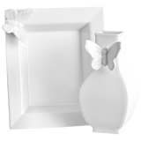 Home-Deco-Set Vase und Vide-Poche, Weiß, 2-teilig | Meissen Butterfly Collection