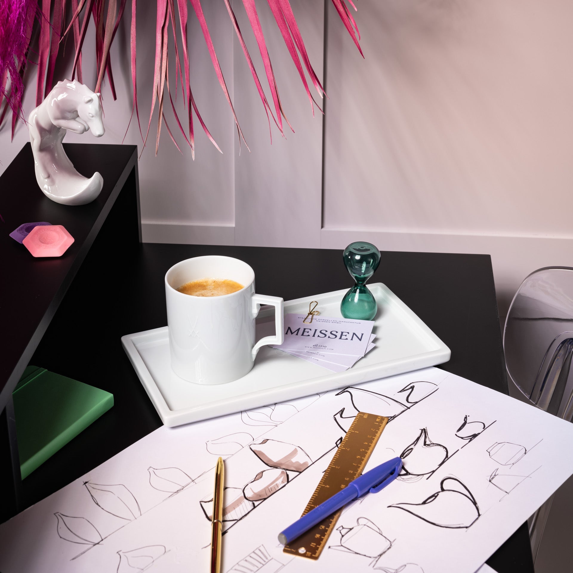 Homeoffice - Set, weiß, Platte L 30 cm, 2 - teilig | Meissen Cosmopolitan 000001 - c5542 - Meissen Weimar