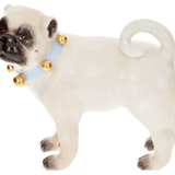 Einzelfigur Mops bunt mit goldenen Schellen, H 7 cm | Meissen Figuren-Edition Tierkinder