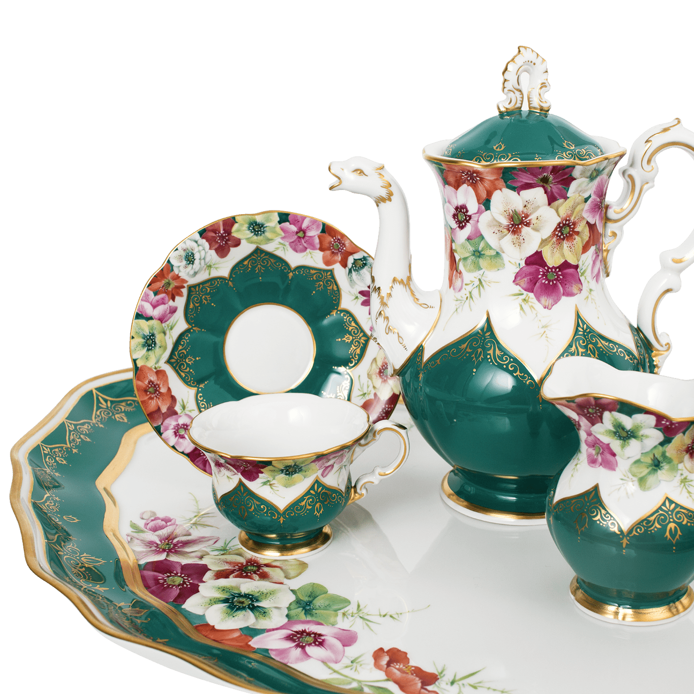 Kaffee - Dejeuner Opulentes Blumen - Dekor, 4 - teilig | Meissen Limitierte Meisterwerke 237884 - s1601 - Meissen Weimar