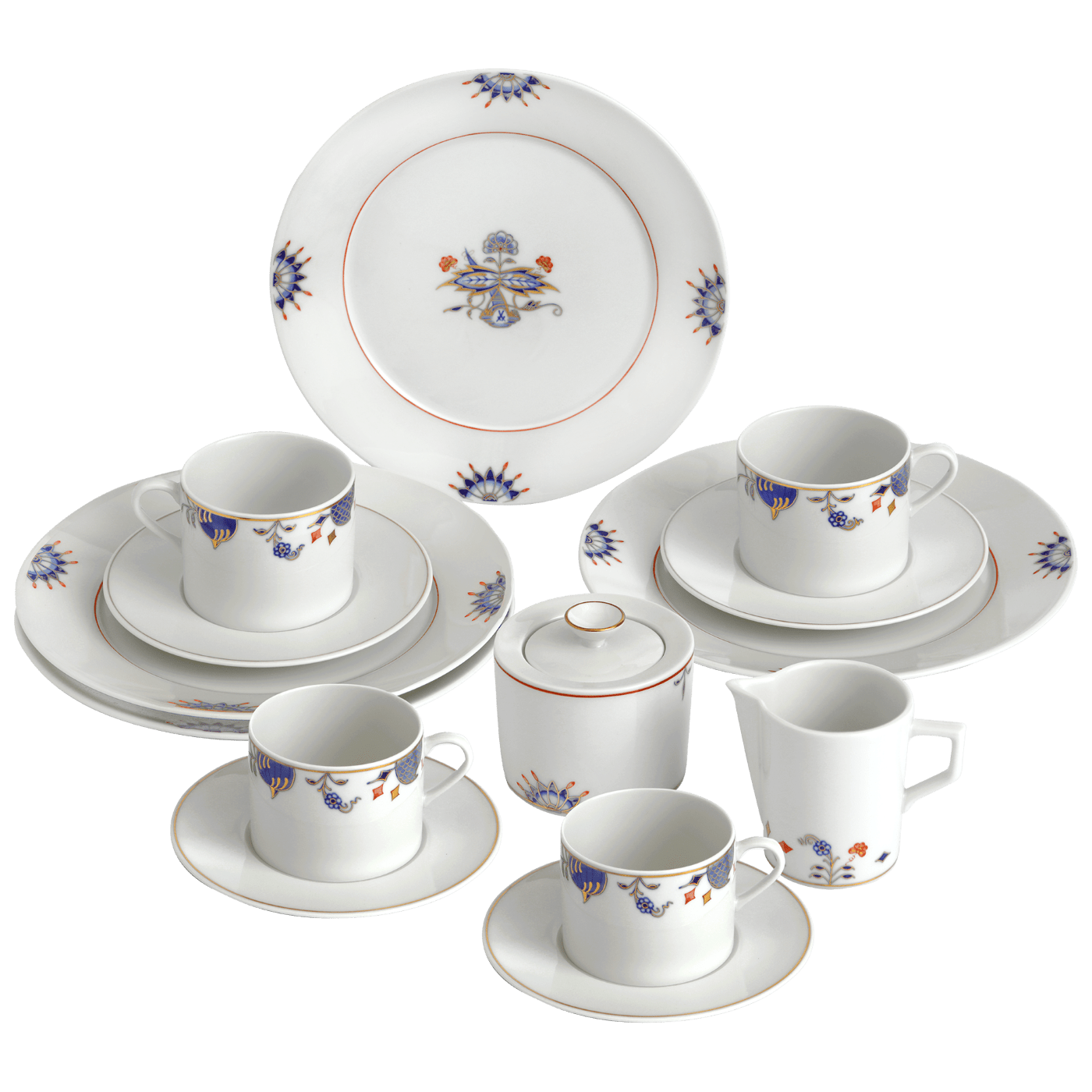 Kaffee - Set Noble Blue 14 - teilig | Meissen No. 41 Noble Blue 802190 - c3608 - Meissen Weimar