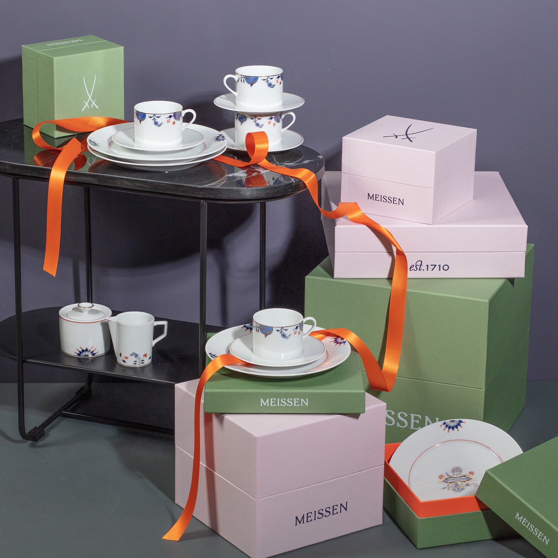 Kaffee - Set Noble Blue 14 - teilig | Meissen No. 41 Noble Blue 802190 - c3608 - Meissen Weimar
