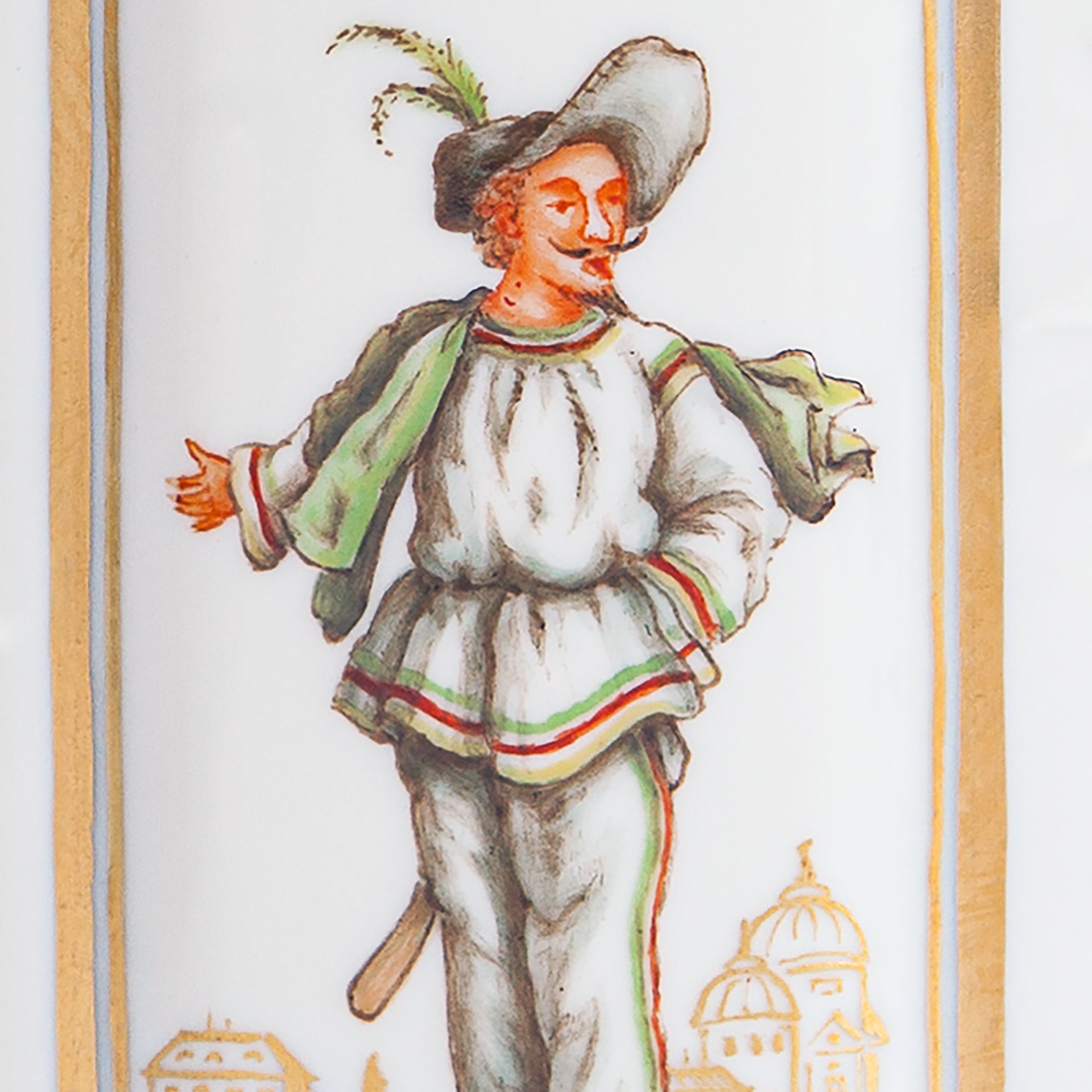 Kaffeebecher Farbarino und La Cantatrice, Weiß mit Goldrand, H 9 cm, limitiert | Meissen Limitierte Meisterwerke 29a374 - 55310 - Meissen Weimar