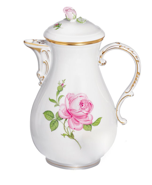 Kaffeekanne, Rose mitte, bunt, Goldrand, V 1,2 l | Meissen Neuer Ausschnitt 020110 - 00694 - Meissen Weimar