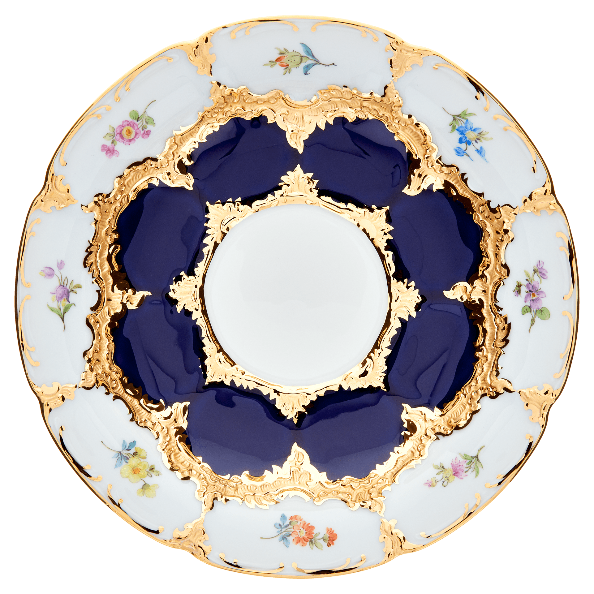Kaffeetasse, gestreute Blümchen, königsblau glasiert, Goldbronze, V 0,16 l | Meissen B - Form 011079 - 15582 - Meissen Weimar