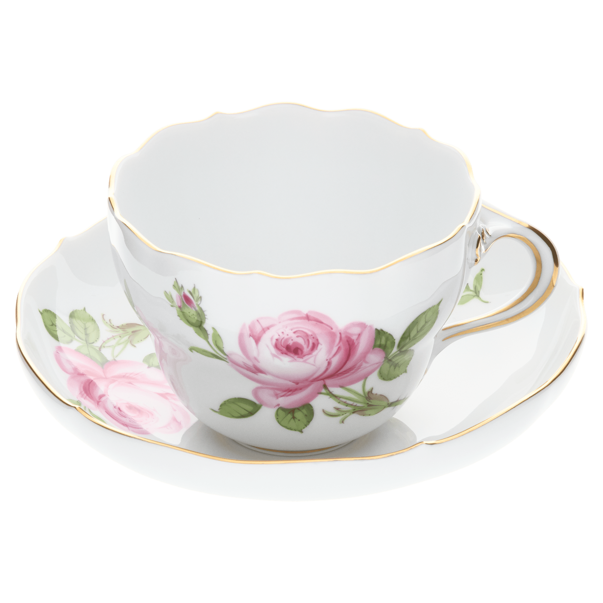 Kaffeetasse, Rose mitte, bunt, Goldrand, V 0,2 l | Meissen Neuer Ausschnitt 020110 - 00582 - Meissen Weimar