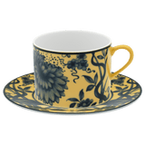 Kaffeetasse und Untertasse, gelb, H 7,5 cm | Meissen No.41 Zwiebelmuster