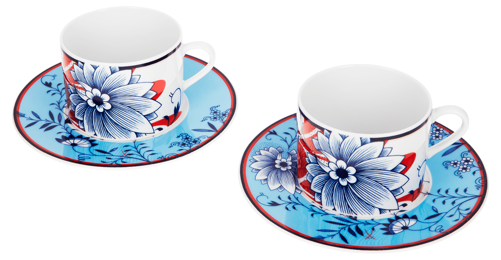 Kaffeetassen - Set Bloomy Feathers, 2 - teilig | Meissen No.41 Collage 79a545 - c3602 - Meissen Weimar