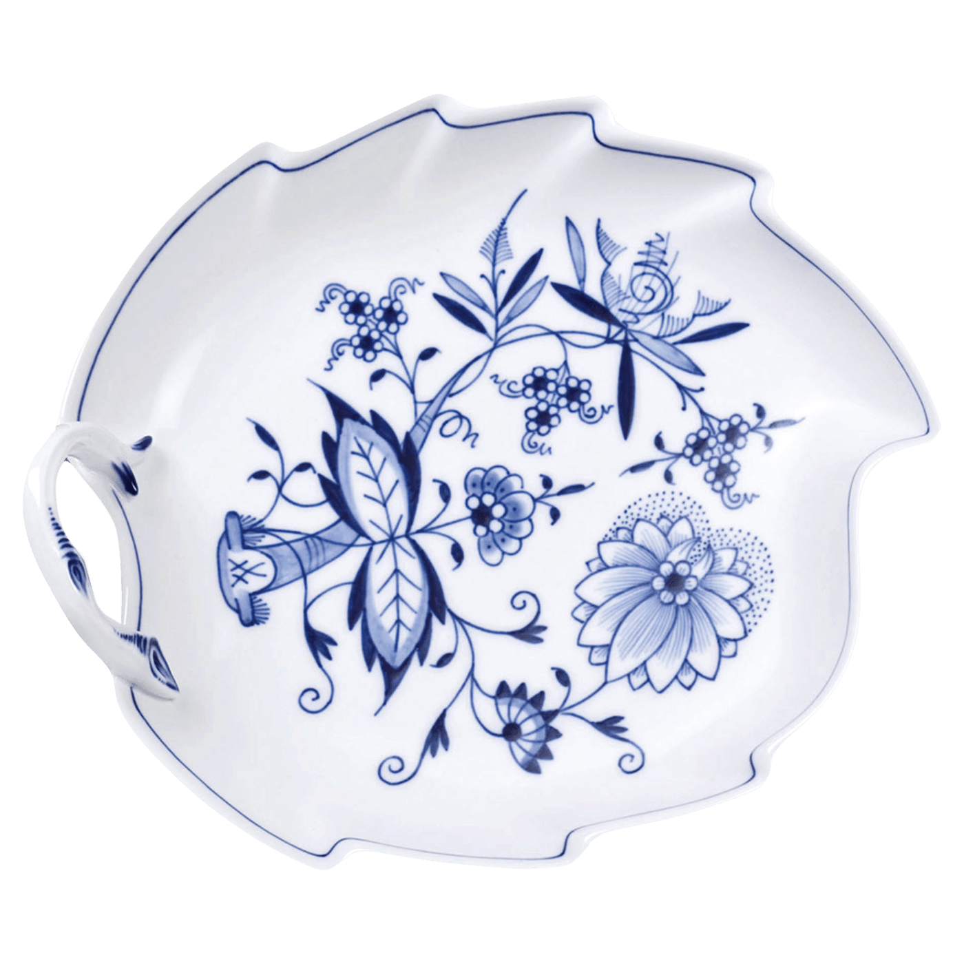 Konfektblatt , Zwiebelmuster, kobaltblau, weißer Rand, L 19 cm | Meissen Kollektion Neuer Ausschnitt 800101 - 00264 - Meissen Weimar