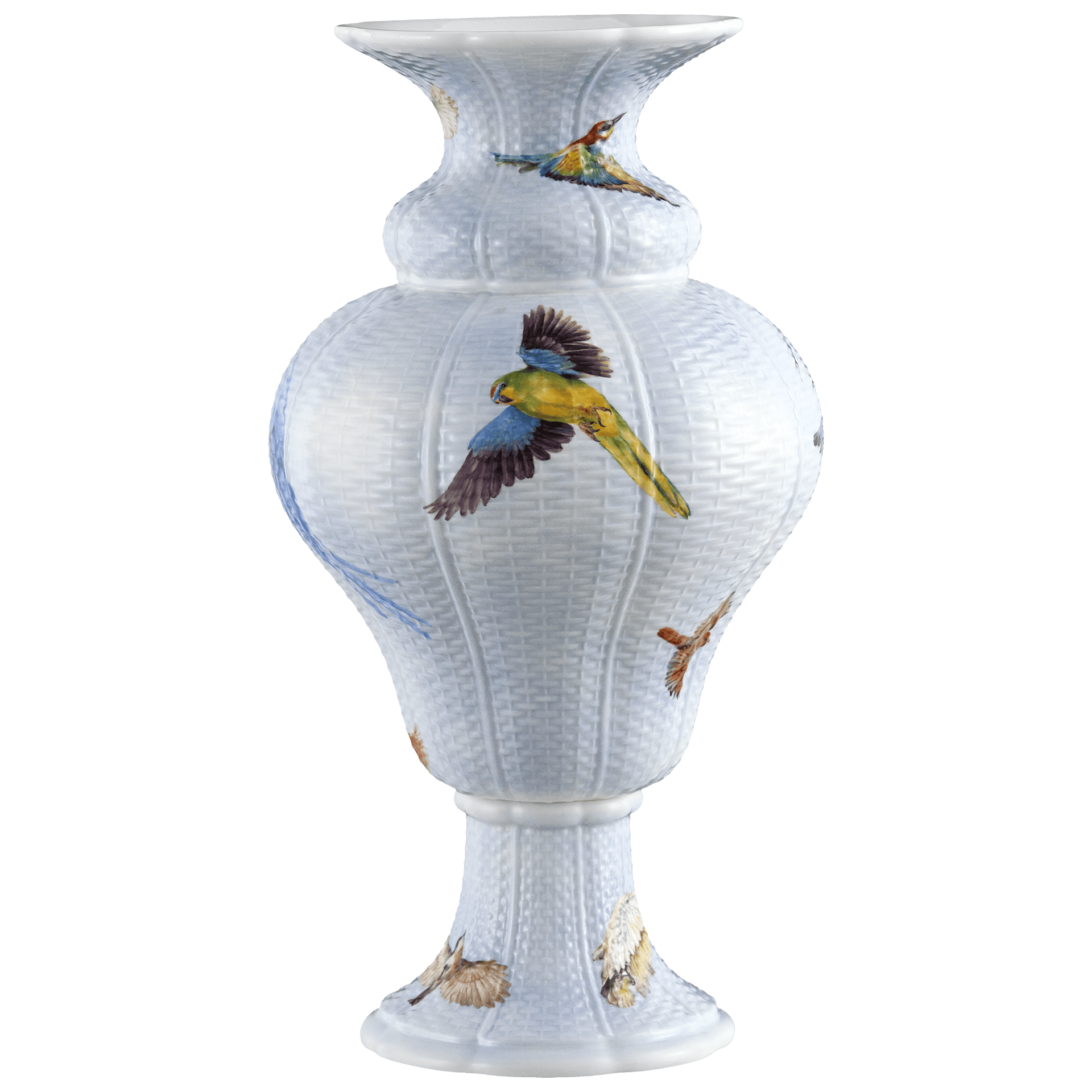 Korbvase Vogelschwarm, H 46 cm | Meissen Limitierte Meisterwerke 936k84 - 50m56 - Meissen Weimar