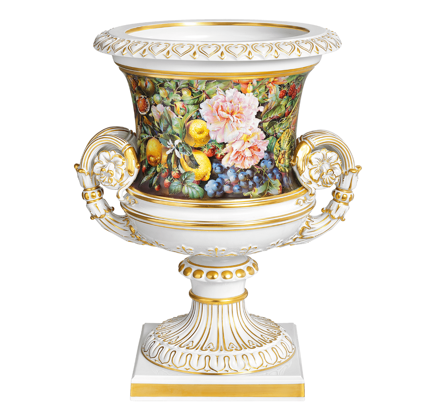 Kratervase Reiche Blumen - und Fruchtmalerei, H 47 cm | Meissen Limitierte Meisterwerke 254484 - 50m59 - Meissen Weimar