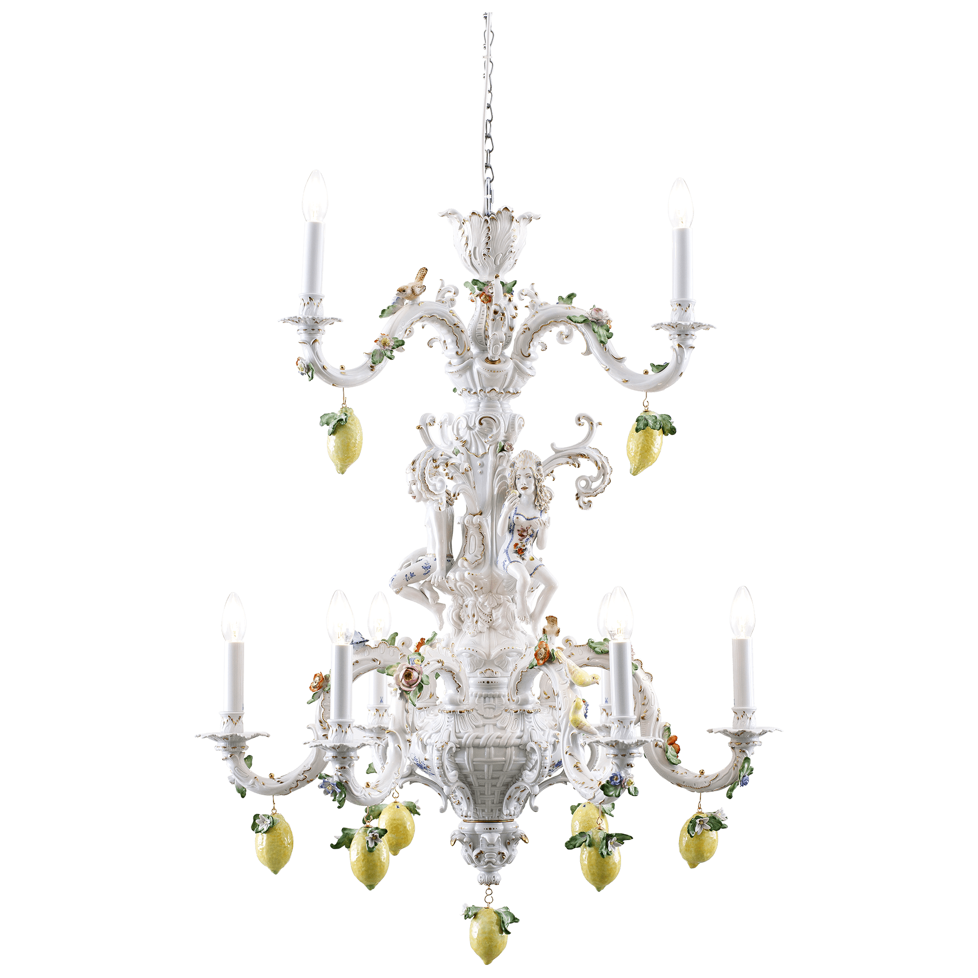 Kronleuchter Zitrone, Porzellan, H 105 cm | Meissen Figuren - Edition Künstlerkapelle 65c028 - 79m91 - Meissen Weimar
