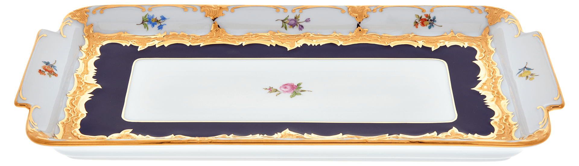 Kuchenplatte Gestreute Blümchen L 29 cm | Meissen B - Form 011079 - 15508 - Meissen Weimar