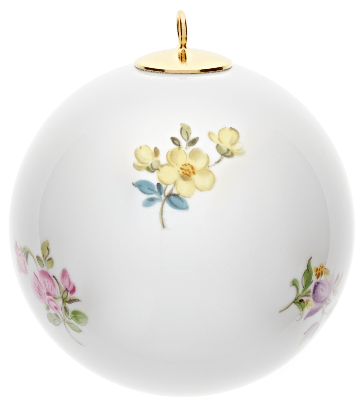 Kugel, Gestreute Blümchen, bunt, weißer Rand, Ø 5 cm | Meissen Zweigschmuck Kugel Kollektion 010101 - 55M09 - Meissen Weimar