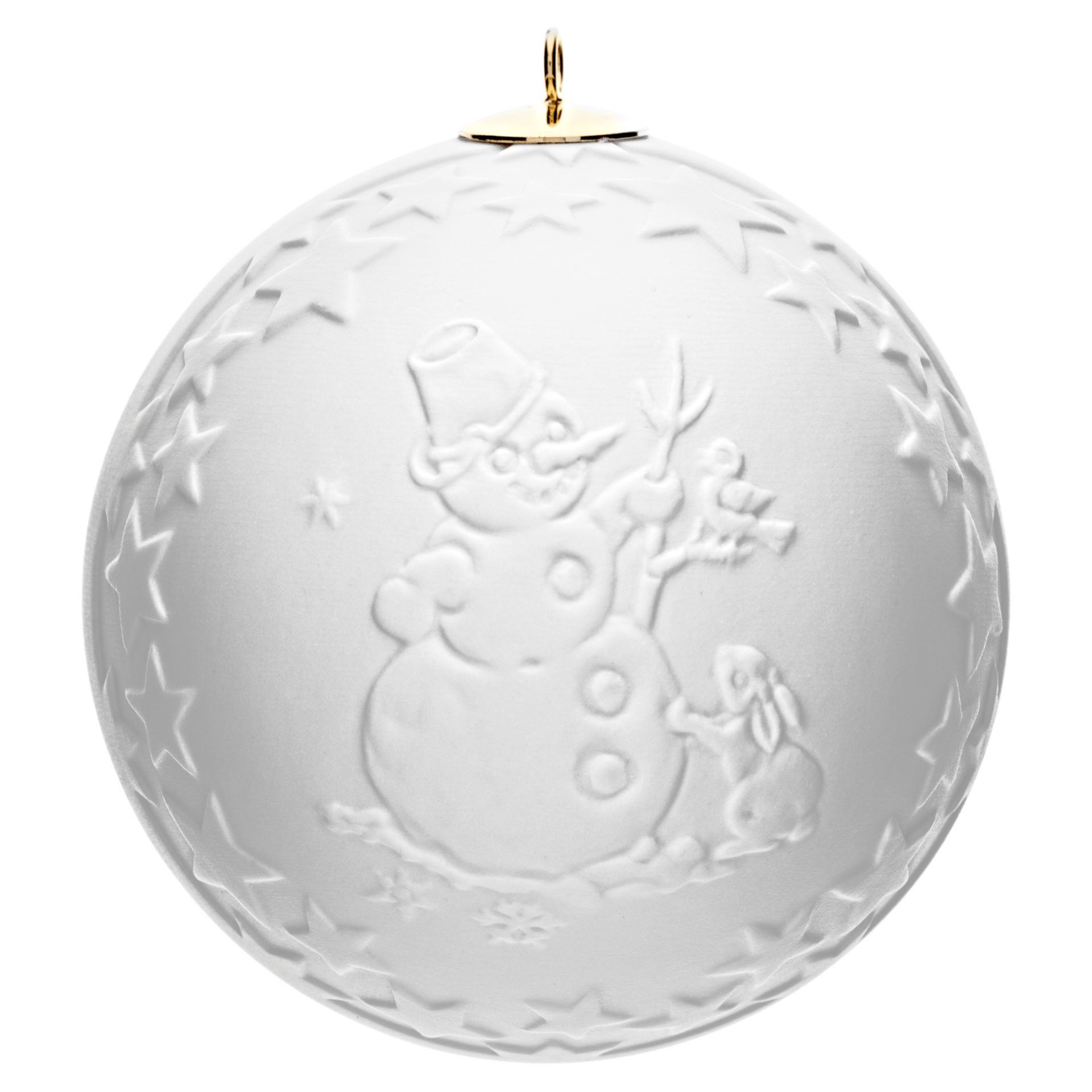 Kugel mit Relief, Schneemann, Weiß, bisquit, Ø 7 cm | Meissen Zweigschmuck Kugel Kollektion 001001 - 55M36 - Meissen Weimar