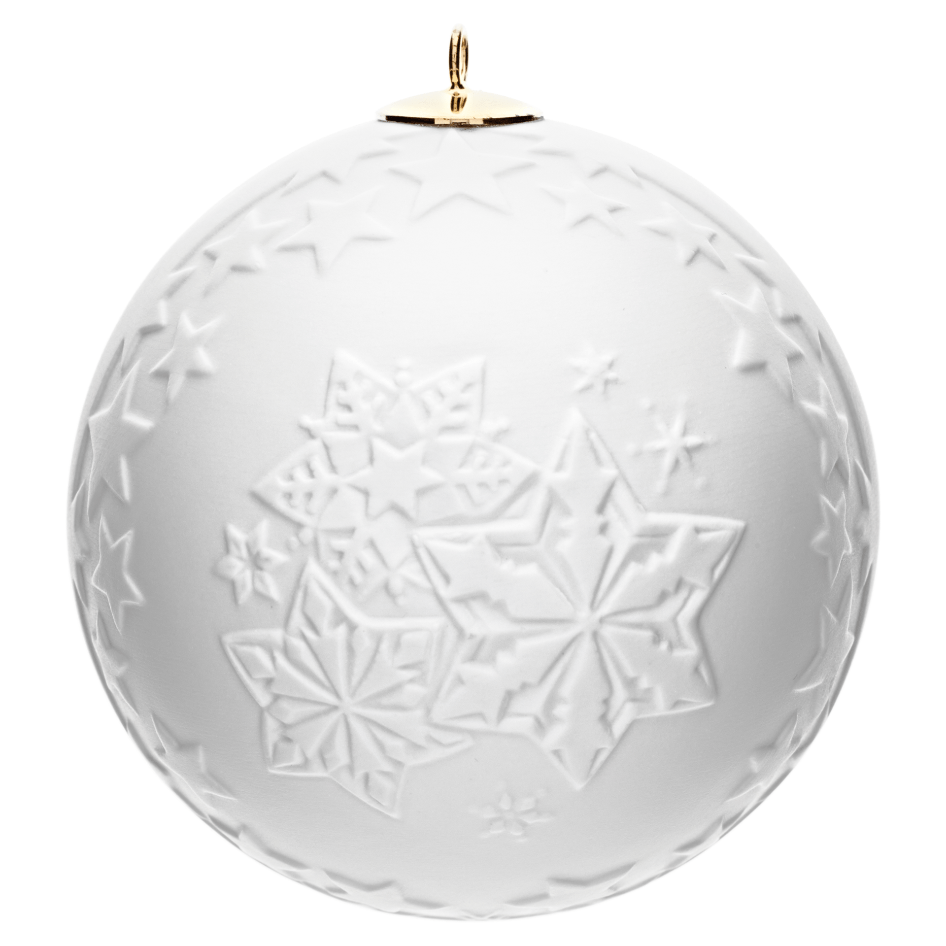 Kugel mit Relief, Schneemann, Weiß, bisquit, Ø 7 cm | Meissen Zweigschmuck Kugel Kollektion 001001 - 55M36 - Meissen Weimar