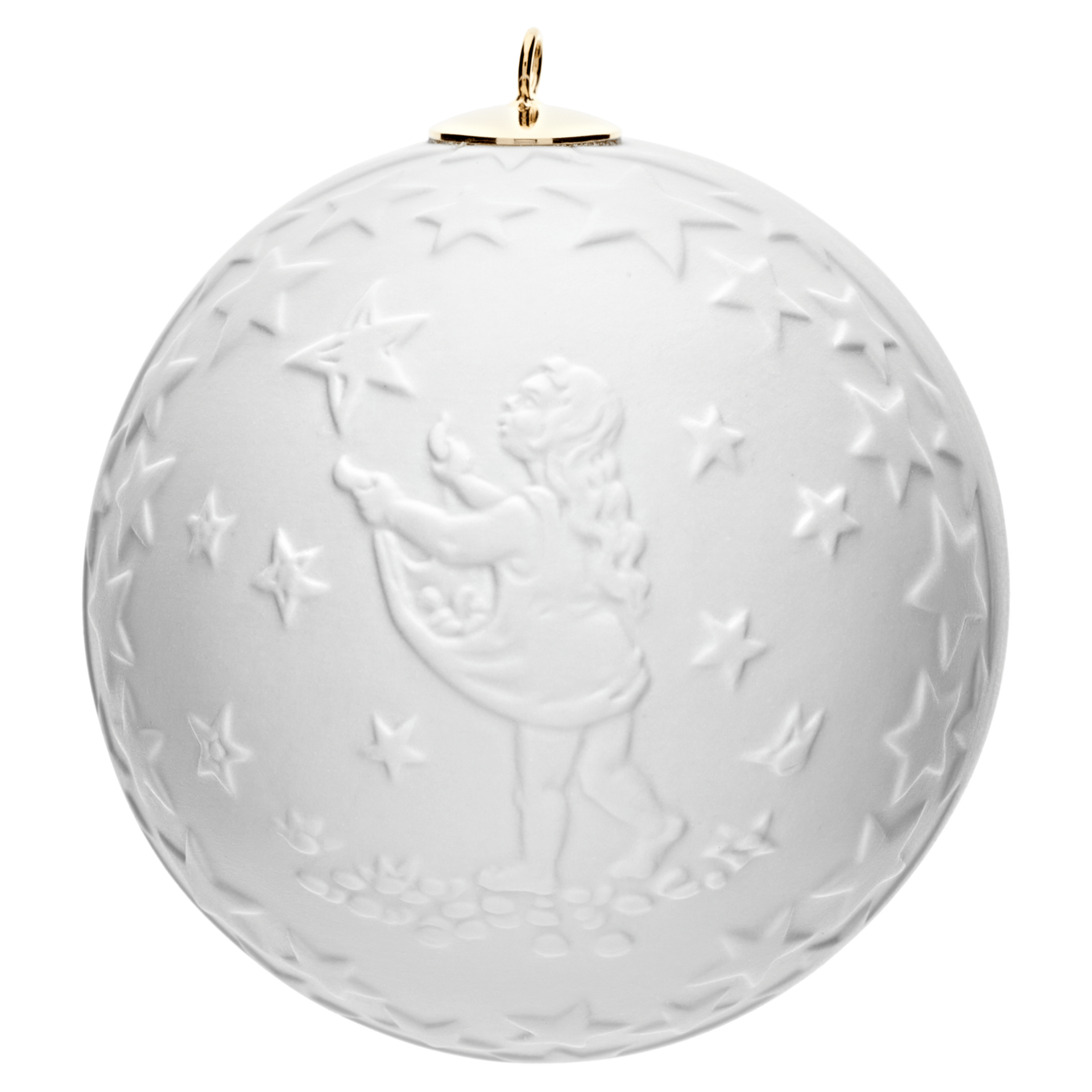 Kugel mit Relief, Sterntaler, Weiß, bisquit, Ø 7 cm | Meissen Zweigschmuck Kugel Kollektion 001001 - 55M49 - Meissen Weimar