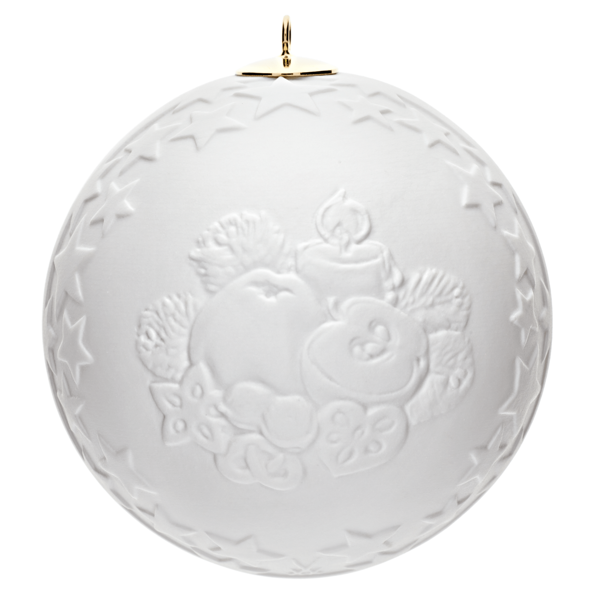 Kugel mit Relief, Weihnachtsmann, Weiß, bisquit, Ø 7 cm | Meissen Zweigschmuck Kugel Kollektion 001001 - 55M27 - Meissen Weimar