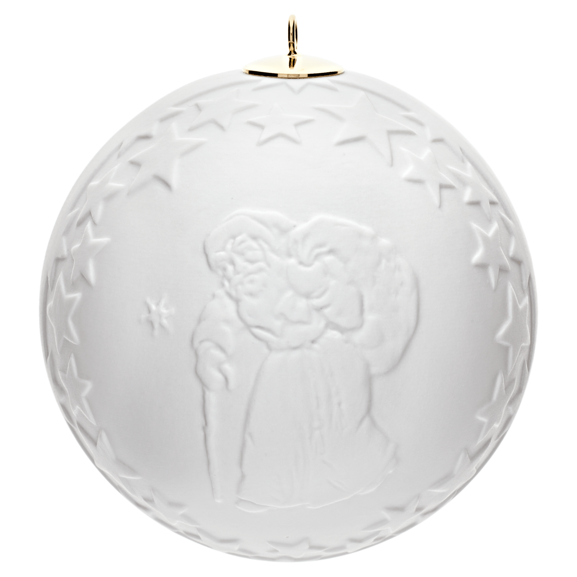 Kugel mit Relief, Weihnachtsmann, Weiß, bisquit, Ø 7 cm | Meissen Zweigschmuck Kugel Kollektion 001001 - 55M27 - Meissen Weimar