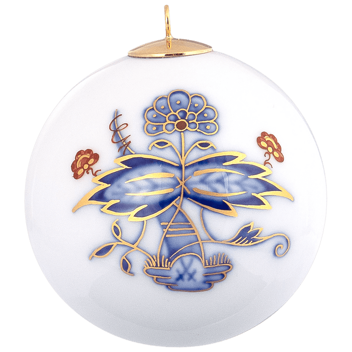 Kugel, Noble Blue, Zwiebelkante, Ø 5 cm | Meissen Zweigschmuck Kugel Kollektion