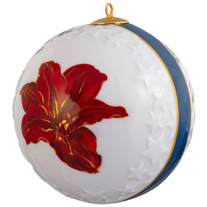 Kugel Reliefsterne, Amaryllis, Ø 7 cm | Meissen Zweigschmuck Kugel Kollektion