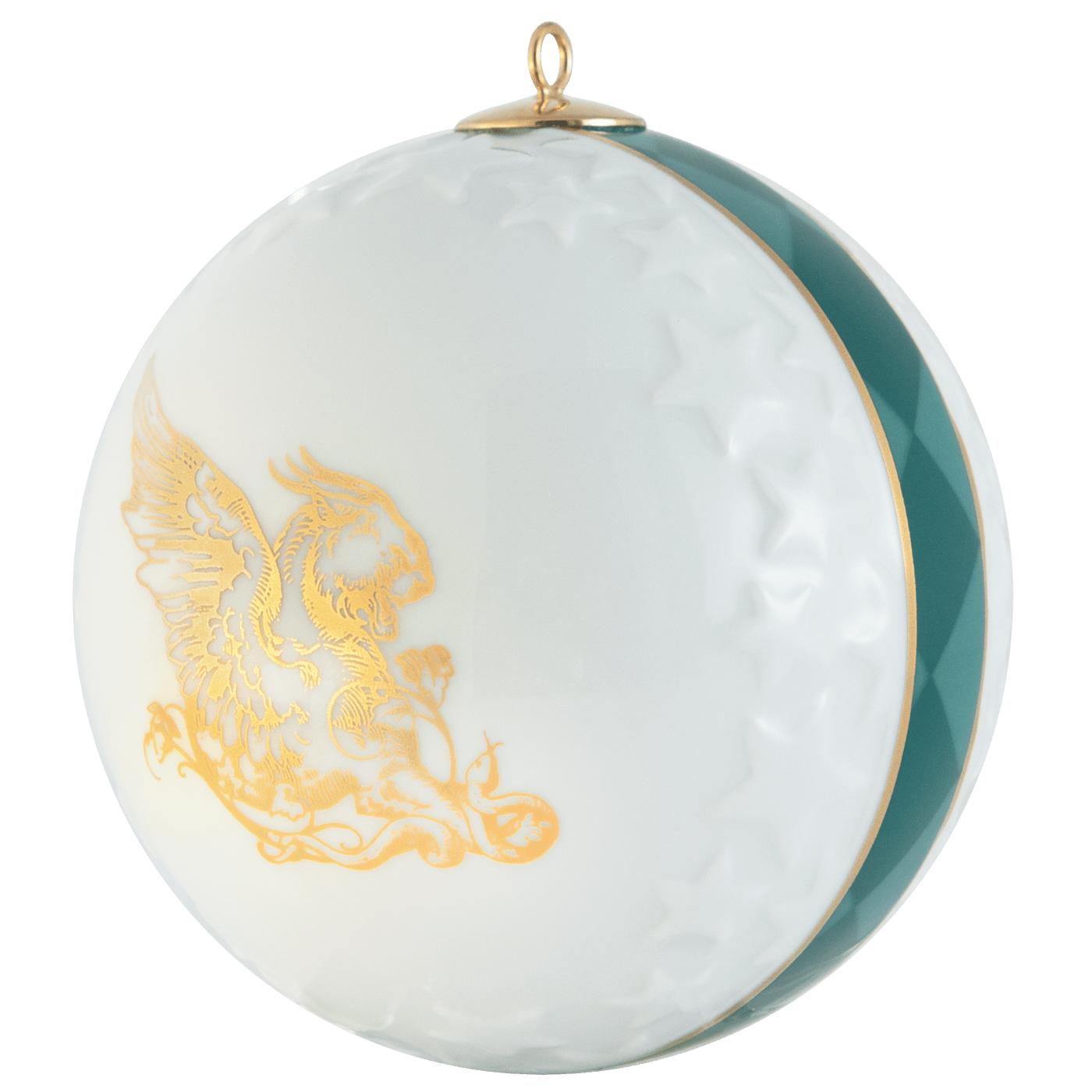 Kugel Reliefsterne, Geflügelte Löwin, Ø 7 cm | Meissen Zweigschmuck Kugel Kollektion 79A888 - 55M39 - Meissen Weimar