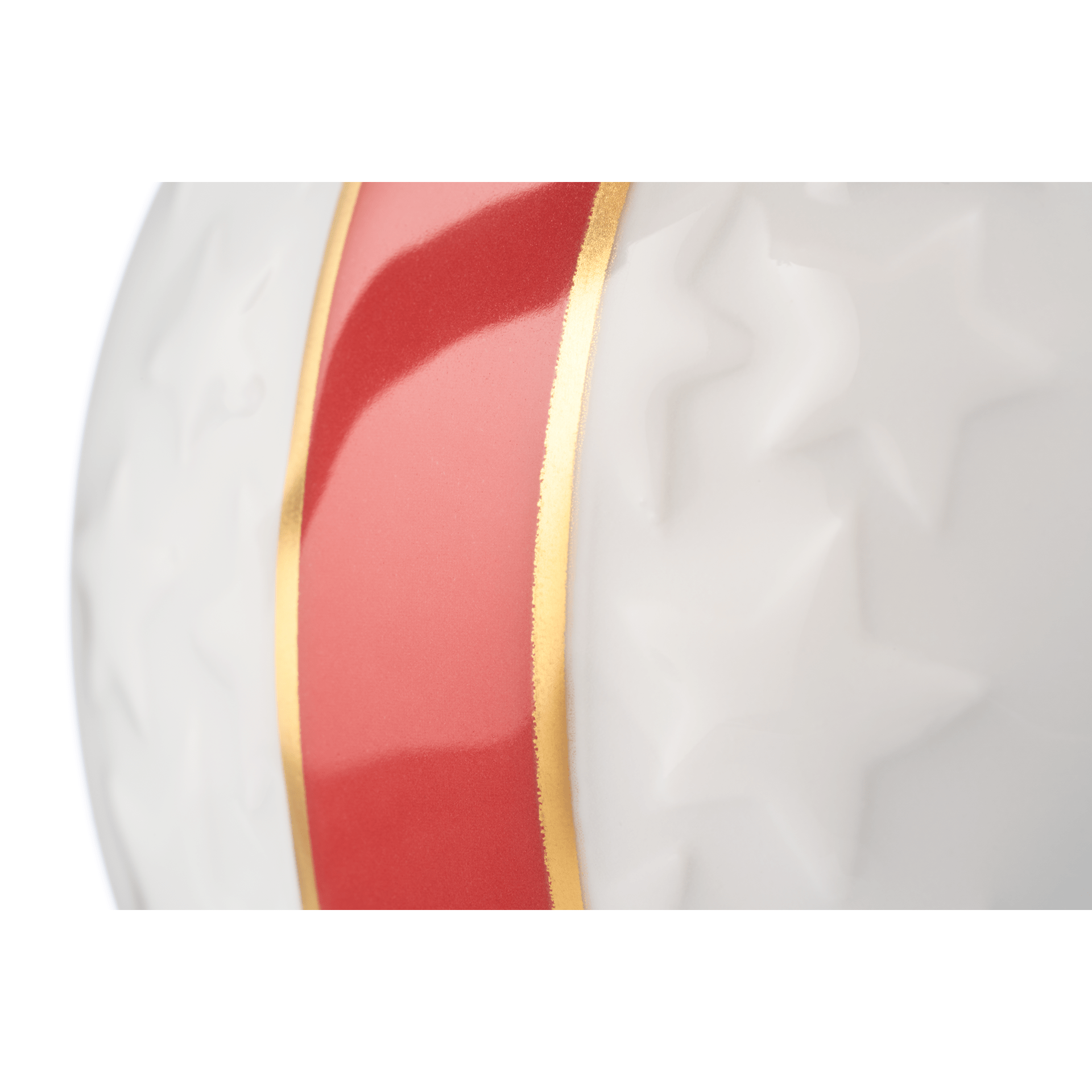 Kugel Reliefsterne, Hirsch, rot/gold, Ø 7 cm | Meissen Zweigschmuck Kugel Kollektion 79A732 - 55M39 - Meissen Weimar